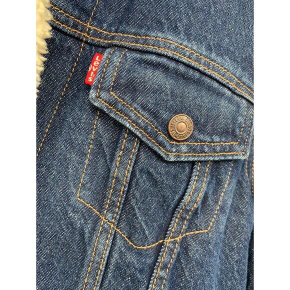 Levi's Blue Jean Jacket with White Sherpa Lining - Picture 2 of 12